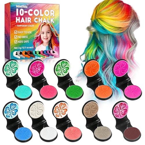 10 Farben Haarkreide Set, Tragbare Haarfarbe Kreide, 10 Auswaschbare Farben Haarkreide, Temporäre Haarfärbe-Stifte Auswaschbar, Ideal für Ostergeschenke, Weihnachten, Geburtstagsparty