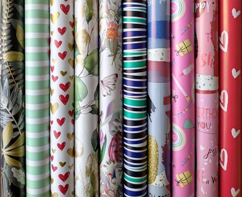 10 Rollen Geschenkpapier, Geburtstag, Feier Neutral 2m x0,7m
