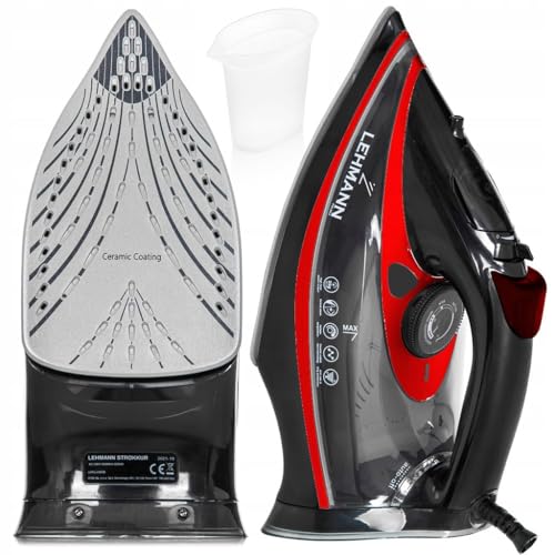 LEHMANN Bügeleisen Dampfbügeleisen Keramikfuß 3000 W Calc-Clean-Funktion 9in1 | hohe Dampfleistung | geringes Gewicht | Dampfstöße, Keramiksohlen zum Bügeln | Selbstreinigung und Zerstäuber