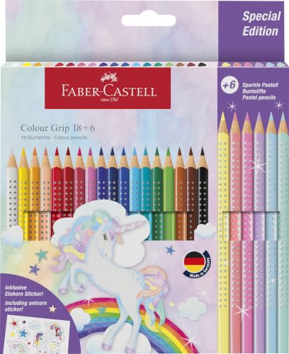 Faber-Castell - Buntstifte Set Einhorn, 24-teilig, inkl. Stickern