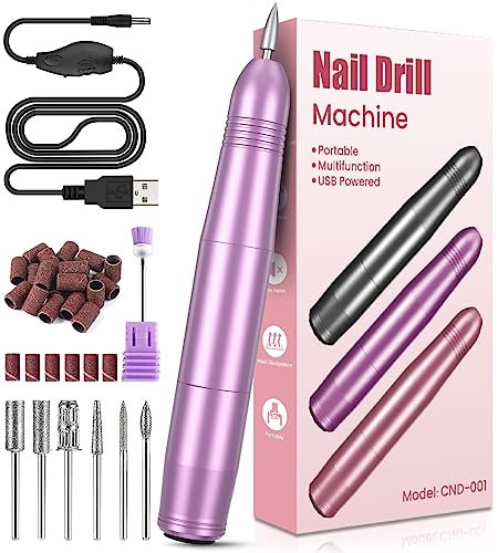 Nagelfräser, Elektrische Nagelfeile für Gelnägel, 20000 u/Min Verstellbare Geschwindigkei Fräser für gelnägel, Maniküre Pediküre Set für Nagelhaut Shellac Acrylgel, Sicher für Anfänger