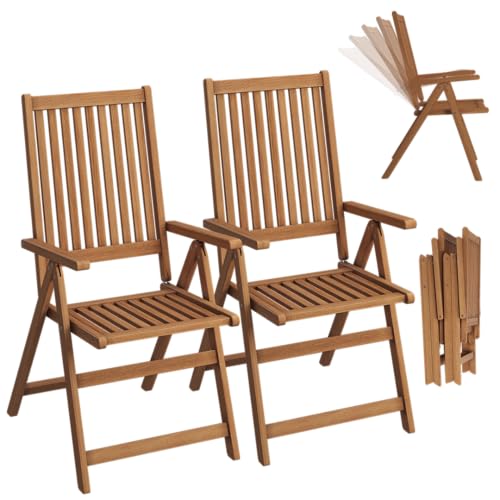 STEELSØN Gartenstuhl Faelara, Akazienholz, geölt, 5-Fach neigungsverstellbar, bis 160 kg belastbar, 2er-Set (B-Ware)