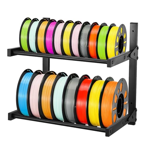 VEVOR Filament Lagerregal mit 2 Ebenen zur Wandmontage, 445 x 290 x 425 mm, Filamentspulenhalter auf Rädern, 3D-Druckerzubehör Organizer für 3D-Druckstudio, Büro, Werkstatt, Schwarz