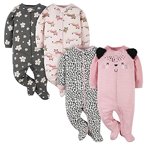 Gerber Baby-Strampler für Mädchen, 4er-Pack