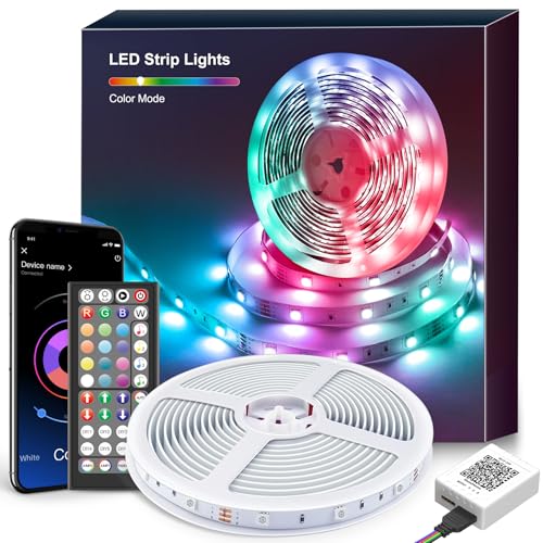 Macchiatto LED streifen 15m,Bluetooth RGB LED Strip mit Fernbedienung und APP,Musik Sync, Timer-Einstellung,Farbwechsel, Led Band Selbstklebend für Schlafzimmer TV Zuhause Schrankdek Partei deko