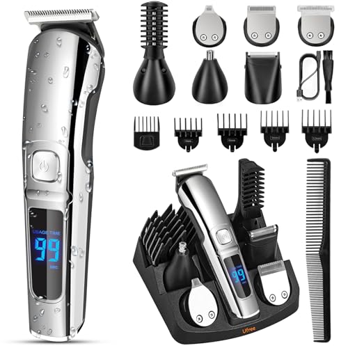 Ufree Barttrimmer Herren, All-in-1 Bartschneider Herren Haarschneidemaschinen für Nase, Körper, Gesicht und Schnurrbart, Wasserdichter Haarschneider Haartrimmer, Fellpflegeset