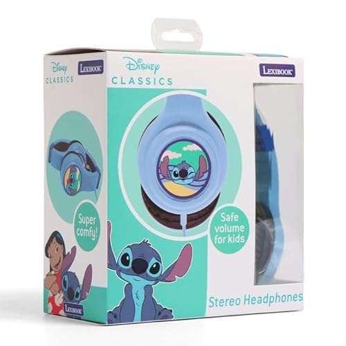 Lexibook Disney Classics Stitch Kids Stereo-Kopfhörer, sicherer Lautstärkeregler, hellblau