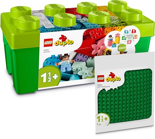 LEGO DUPLO Box & Grüne Bauplatte - Kombi mit LEGO DUPLO Platte in Grün und Steinebox (10913 & 10460)