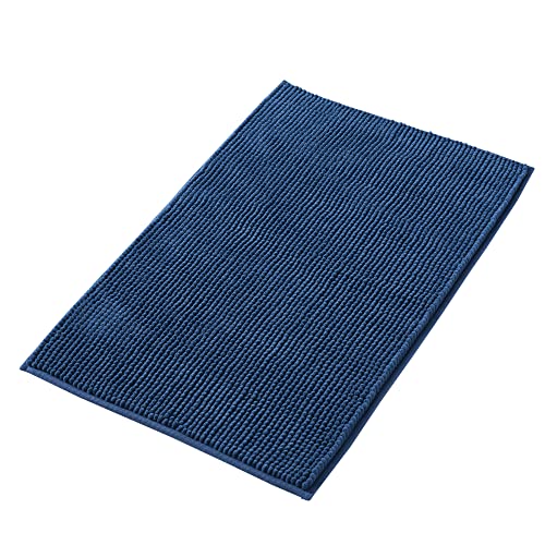 Decomira Badematte rutschfest | Als Badteppich Set kombinierbar | Badezimmer-Teppich Bad-Vorleger waschbar aus Chenille | Duschvorleger für Dusche, Badewannen, WC Deko | Blau - 40x60 cm
