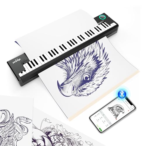 PeriPage P90 Wireless Tattoo Stencildrucker, Thermal Tattoomaschine mit Tattoo Vorlagenpapier, tragbarer Tattoodrucker Kit kompatibel mit Telefon, Tablet & PC(Midnight Schwarz)