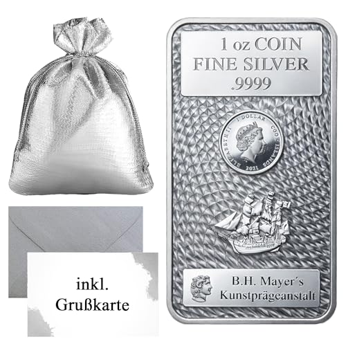 Cook Islands Silber Münzbarren 999,9 Feinsilber – offizielles Anlageprodukt – inkl. Geschenkbeutel, Grußkarte & Echtheitsgarantie Silberstücke24 (31,1g Silber)