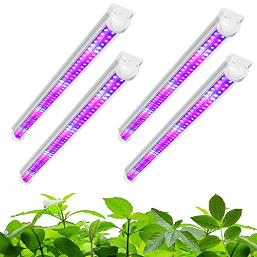 wolezek T8 Pflanzenlampe, 4 Pack Vollspektrum LED Pflanzenlicht für Zimmerpflanzen, 6500K 660nm 450nm Rot Blau Weiß Wachstumslampen für Pflanzen, geeignet für Indoor Gewächshaus, Garten