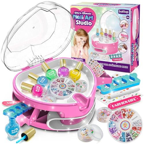 Dkinghome Nail Art Kit Kinder Nagellack-Sets für Mädchen Spielzeug Alter 6 7 8 9 10 11 12 Kinder Nägel Lack-Sets Nägel Salon Handwerk Kits für Mädchen Geburtstag Weihnachtsgeschenke Geschenke