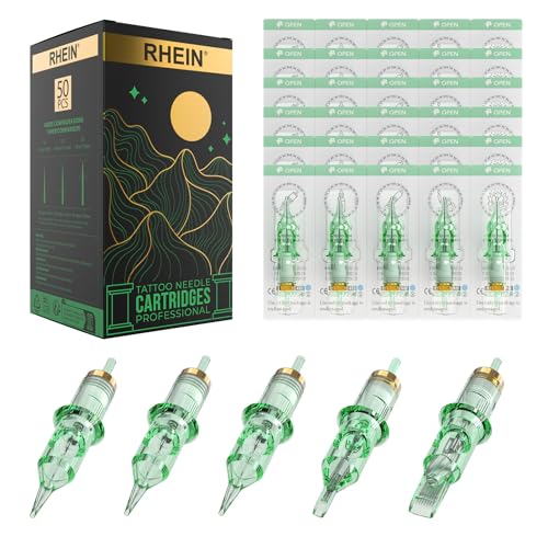 RHEIN Disposable Tattoo Nadeln Cartridges Set Mixed 50PCS #12 Standard Runde Liner/Magnum/Shader 3RL 5RL 7RL 9RL 3RS 5RS 7RS 9RS 7RM 11RM Zubehör für Tattoo Maschine EN02R-50KIT-M