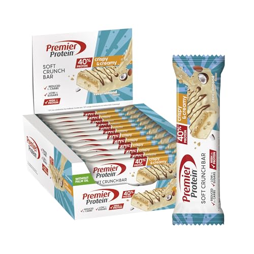 Premier Protein - Soft Crunch Bar 40% - Coco Almond - 12x40g - Low Sugar - Low Carb - High Protein Bar - palmölfrei
