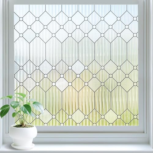 Lifetree Fensterfolie Milchglas Blickdicht Schwarzes Streifen 44.5x200cm
