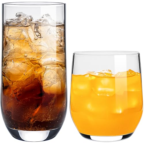 KONZEPT Gläser Set 12 Teilig, Wassergläser Spülmaschinenfest, 6er Longdrinkgläser 400ml und 6 er Trinkgläser 300ml, ideal für Wasser, Saft, Coctails