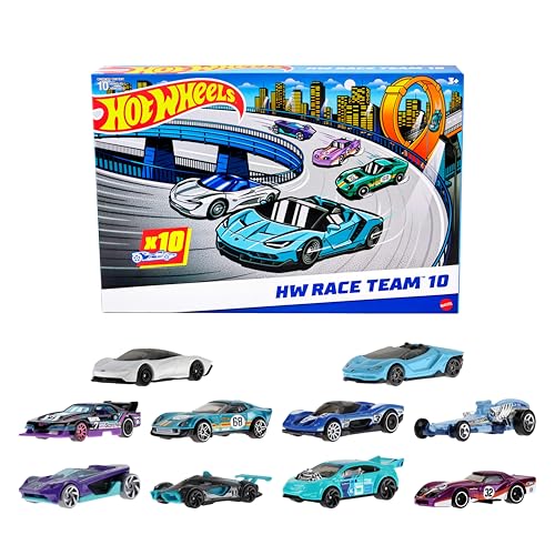 Hot Wheels, 10er-Pack mit Spielzeug-Rennautos (verschiedene Modelle, zufälliges Set), enthält Corvette, Lamborghini, McLaren und Hot Wheels Originals im Maßstab 1:64 (exklusiv für Amazon), HYM96