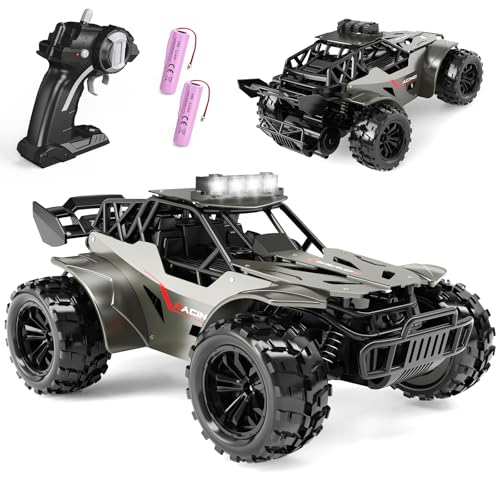 tech rc Ferngesteuertes Auto 20km/h, 1:20 RC Auto Metallgehäuse mit Scheinwerfer, 2 Akku für 50 Min, 2.4Ghz Truck, RC Car Spielzeug Geschenk