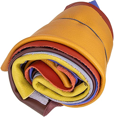 Langlauf Schuhbedarf Lederstücke Bastelleder Leder bunt extragroß Lederreste Lederzuschnitt 1kg farbige Mischung größer A3 – inkl Anleitung Ledertasche – Ledermix zum Nähen | Patchwork & Upcycling DIY