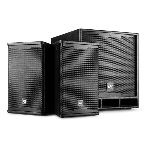 Power Dynamics Combo 1500 - PA Lautsprecher, 2.1 DJ Boxen Set, 15 Zoll, PA Set, aktiv Subwoofer, 8 Zoll Topteile, Bluetooth, Mobile PA Anlage Komplettset - 1500 Watt - DJ Anlage