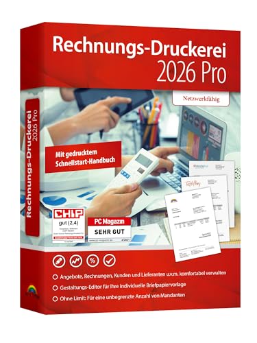 Rechnungsdruckerei 2026 PRO für Unternehmer und Handwerker - Rechnungen, Lieferscheine, Angebote, Auftragsbestätigungen, Mahnungen schreiben - kompatibel mit Windows 11, 10, 8.1, 7