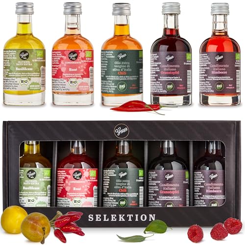 Gepp’s Feinkost Bio Essig und Öl Probier- & Geschenkset I 5 x 50ml hochwertige Essige & Öle in edler Verpackung I Hergestellt nach eigener Rezeptur I Geschenkidee zum Geburtstag