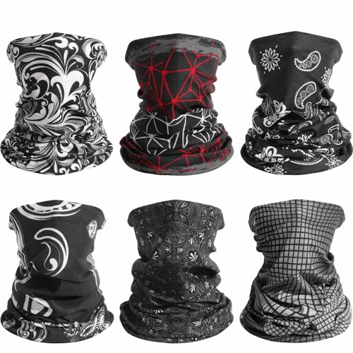 Awumbuk Halstuch Herren & Damen 6 Stück, Multifunktionstuch Unisex Nahtlose Bandanas Schlauchschal Herren Winddicht Halswärmer Motorrad Schal für Outdoor Arbeit Radfahren Laufen