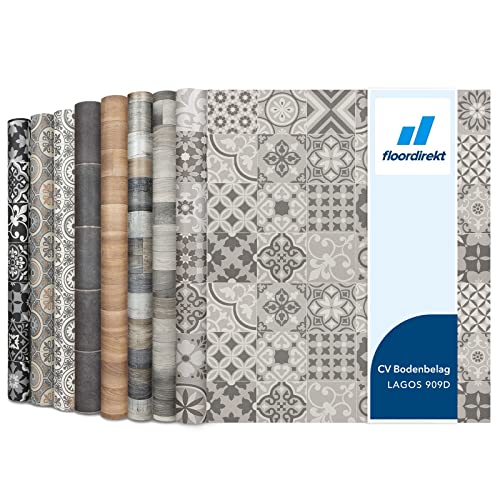 Floordirekt PVC Bodenbelag Meterware nach Maß Vinylboden, CV Linoleum für Küche & Balkon in Holzoptik, Fliesenoptik, Steinoptik - robust & pflegeleicht 200 x 300 cm | Plaza | Lagos 909d