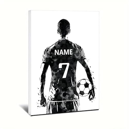 WGYANHY Fußballtrikots Poster Personalisierte Leinwand Mit deinem Namen drauf, Personalisiertes Bild Personalisierte Geschenke -Leinwand personalisiert - Leinwandbild Geschenk (M1, 35x50cm, Gerahmt)