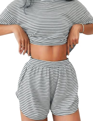 Demegimi Schlafanzug Damen Kurz Süßer Pyjama Shorty Top Shorts