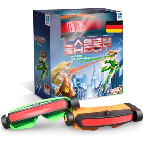 Megableu - Laser Shoot - Kinder-Laserspiele - Schießspiele - Indoor/Outdoor Kinderkampfspiele - 2 Lasermasken Inklusive - Interaktives Spielgeschenk - Outdoor-Spiel - Ab 6 Jahren - Deutsche Version