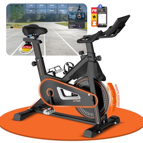 DH FitLife 2026 Heimtrainer Fahrrad Ergometer TÜV geprüft | leise Indoor Bike | magnetischer Hometrainer Fahrrad | Ergometer Heimtrainer mit Pulssensor & APP | FitnessBike mit NEW Lenker & Monitor
