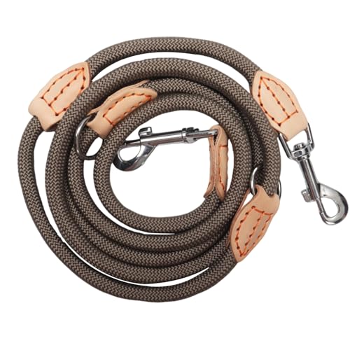 Hundeleine für Mittelgroße & Große Hunde, Multifunktionsleine Führleine für Hunde 2.1m Verstellbare mit 2 Karabiner, Robuste Nylon Dog Leash, Schleppleine Doppelleine für 2hunde (Beige, 1cm x 2.1m)