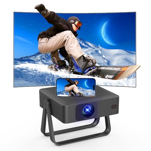2026 Upgraded 4k Support Smart Mini Projector with WiFi and Bluetooth, 360° Rotation Stand, Auto Keystone, Portable Projector Phone Wireless Gaming WiFi Proyector for Bedroom/Home/Celling
