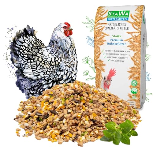 STAWA Premium Hühnerfutter, Geflügelkörnerfutter, ohne Gentechnik, mit Oregano-Öl und Pfefferminz-Öl, 10 kg