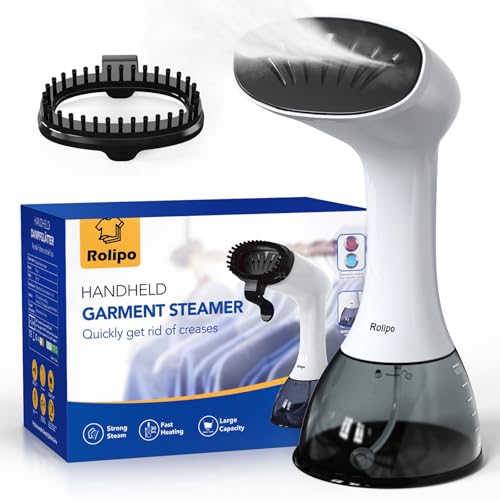 Rolipo Dampfglätter 1640W, 400ML Steamer Wassertank Dampfbürste Faltenentferner, für Zuhause, Büro, Reisen, Weiß