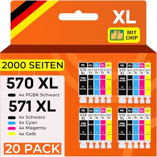 Supply Guy 20 XL Druckerpatronen kompatibel mit Canon PGI-570 CLI-571 für Pixma MG5750 MG5751 MG5752 MG5753 MG6800 MG6850 MG6851 MG6852 MG6853 TS5000 TS5050 TS5051 TS5053 TS5055 TS6050 TS6051 TS6052