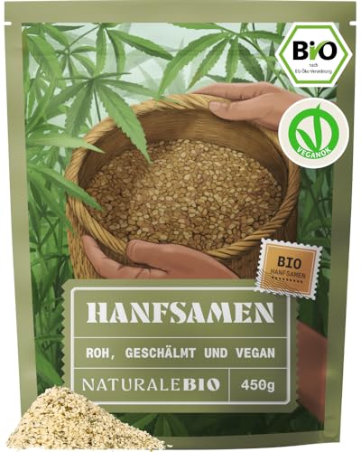 NaturaleBio Bio Geschälte Hanfsamen Roh Pflanzliches Topping