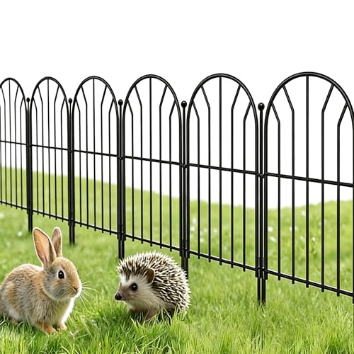 Amagabeli Dekoratives Gartenzaun 61cm(H) x 31cm(L) (20 Panels, Gesamtlänge 6.2m), Rostfrei Metallzaun ohne Graben für Außenbereich, Grenzzaun, Hundezäune für Blumenbeete, Schwarz