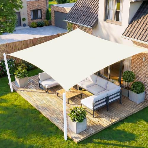 HENG FENG Sonnensegel 4x5m Rechteckig Wasserdicht,Beige