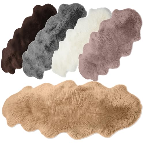 Andreas Dell Schaffell 190-200 cm (Cappuccino) – Echtes Lammfell Teppich, Naturfell Sheepskin, Weiches Schafspelz, Hochwertiger Fellteppich als Bettvorleger, Sofa & Sitzfell, Premium Deko für Zuhause