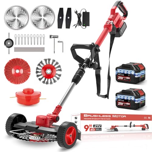 Rasentrimmer mit Akku und Unkrautbürste, 21V Akku Freischneider für Makita Akkus, 6-in-1 rasentrimmer, Freischneider Akku 20000U/min – für Dickicht und hohes Gras
