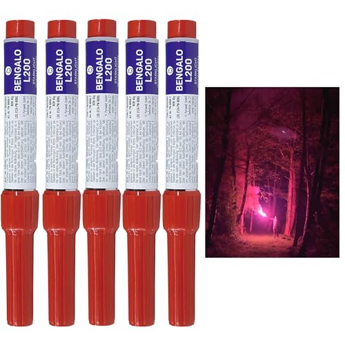 5 Bengalos L200 mit Reisszündung Signalfackel in Rot Gelb Grün Lila Weiß von Pyroweb I Feuerwerk Pyrotechnik der Kategorie 1 (Lila)