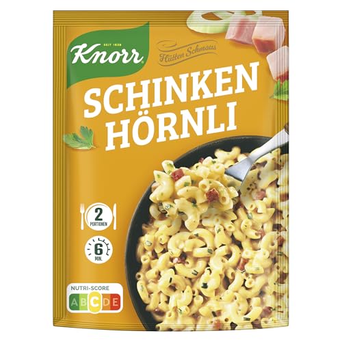 Knorr Hüttenschmaus Schinken Hörnli Pastagericht, leckere Pasta 2 Portionen