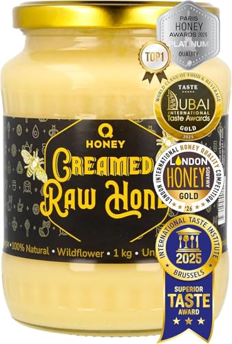 Offiziell als Top 1 Honig 2025 Ausgezeichnet – Weicher, Reiner, Roher & Cremig gerührter Wildblumenhonig 1kg – Gewinner Paris Platin 2025, Superior Taste Brüssel & London Honey Gold Award