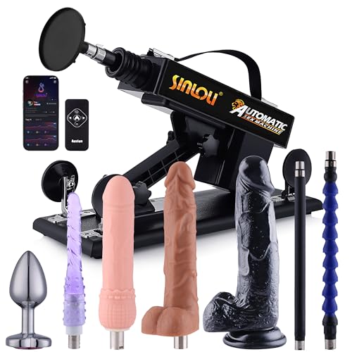 Sinloli Automatische Sexmaschine Liebesmaschine, Stoßdildo Sexspielzeug mit App-Steuerung für Männer und Frauen, Verstellbarer Masturbator für Erwachsene, Kompakter Butt Plug mit 8 Aufsätzen für 3XLR