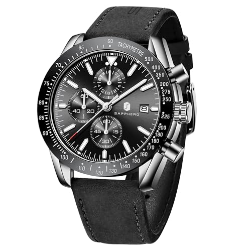 BENYAR by by Uhren Herren Chronograph Analog Quarz Armbanduhr Herren Wasserdicht Lederarmband Herrenuhr Mode Lässig Uhr Elegantes Geschenk fur Männer