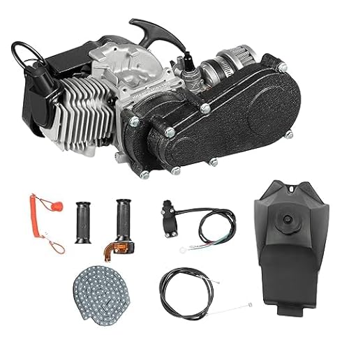 LKHDONG 50ccm Motor 49ccm 2-Takt Pocket Bike Motor mit Vergaser, Mini Cross Engine ATV Quad Dirtbike Motoren Seilzugstart Einzelzylinder