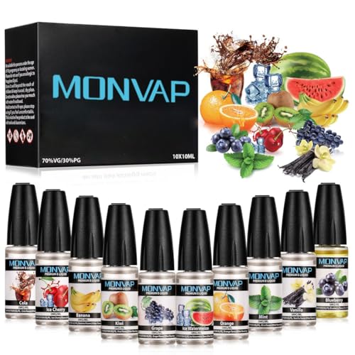MONVAP Ohne Nikotin, 10er/Pack für Vape Starterset, 10 Stück